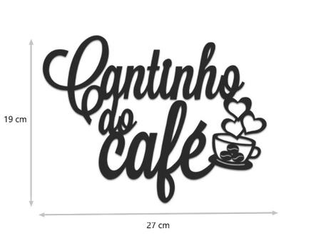 Imagem de Cantinho Do Café Palavras Decorativa Preto Em Madeira Aplique