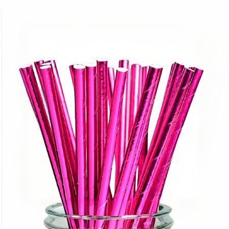 Imagem de Canudos de Papel Metalizado - Pink - 25 unidades - Rizzo