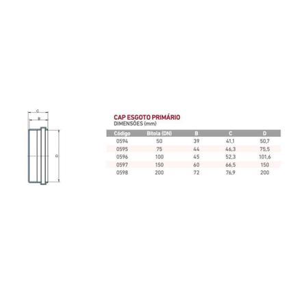 Cap Esgoto Krona Primario Dn 50 Imagem de Cap Esgoto Krona Primario Dn 50
