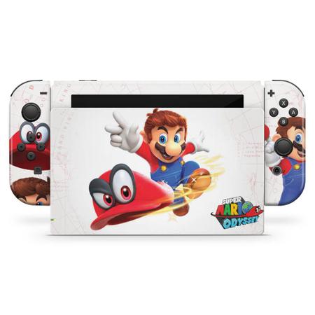 Imagem de Capa Anti Poeira e Skin Compatível Nintendo Switch - Super Mario Odyssey