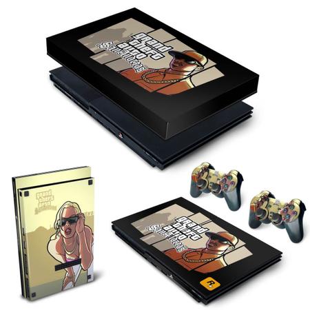 Imagem de Capa Anti Poeira e Skin Compatível PS2 Slim - GTA San Andreas