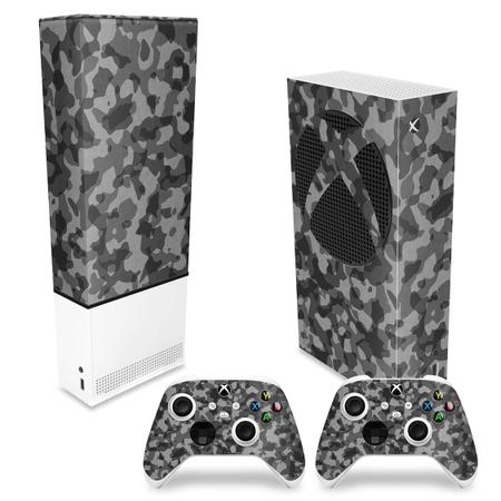 Imagem de Capa Anti Poeira e Skin Compatível Xbox Series S Vertical  - Camuflado Cinza