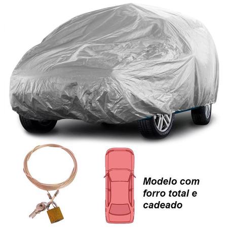 Imagem de Capa Automotiva Cobrir Carro Protetora Forrada Total e Cadeado Tamanho P M G Carrhel