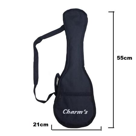 Imagem de Capa bag ukulele soprano acolchoada com alça e bolso mochila + encordoamento ukulele reforçada estojo estofada