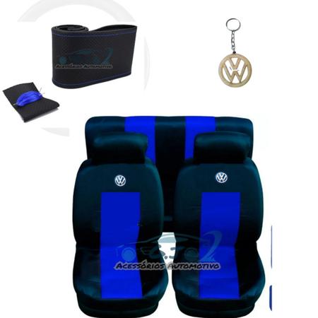 Imagem de capa banco carro material sintético azul+capa volante p golf mk3 99