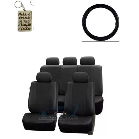 Capa banco couro preto + cp volante e mdf Polo Sedan 2003 - G,J Imagem de Capa banco couro preto + cp volante e mdf Polo Sedan 2003