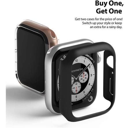 Imagem de Capa Capinha Apple Watch 6 /se/5/4 (44mm) Ringke - 2xunids (Transparente+Preto)