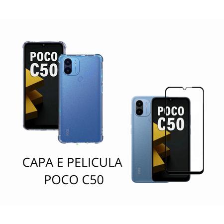 Imagem de Capa Capinha Case Anti impacto E Pelicula Vidro 3D 9D Compativel Poco C50  Proteção Tela Celular