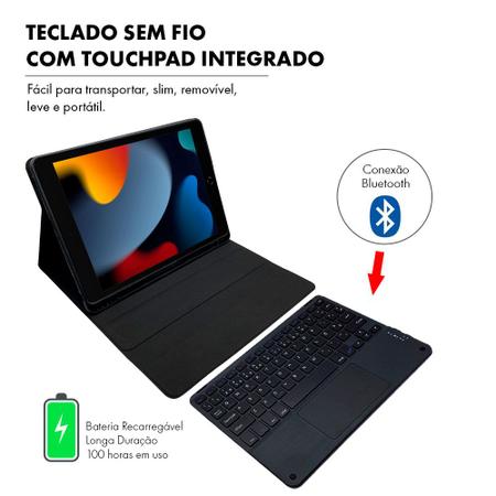 Imagem de Capa Capinha Ipad 8 8ª Geração 2020 Case com Teclado Sem Fio Touchpad Anti Impacto Suporte Pencil