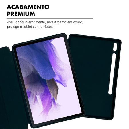 Imagem de Capa Capinha Para Tab S7 FE T730 T735 12.4 Case Smart Magnética Aveludada Premium + Pelicula de Vidro