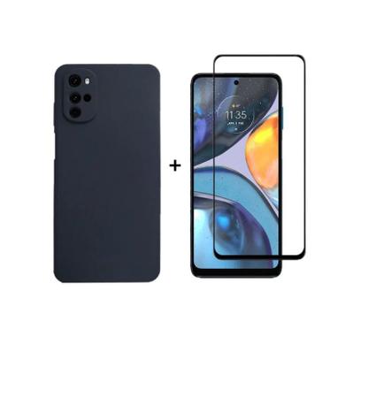 Capa Capinha Premium AVELUDADA PRETA + Pelicula de vidro 3d Para Motorola Moto G22 - REVOMAC Imagem de Capa Capinha Premium AVELUDADA PRETA + Pelicula de vidro 3d Para Motorola Moto G22