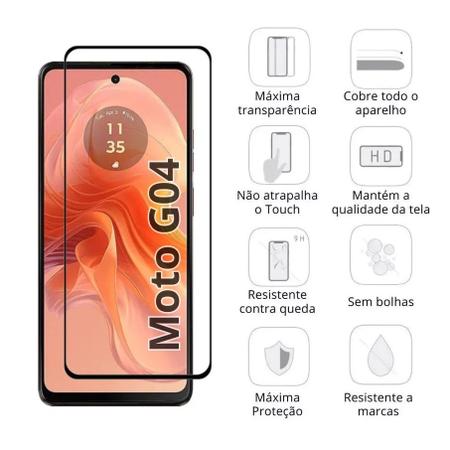 Imagem de Capa Capinha Silicone + 2 Películas de Vidro 3D Moto G04