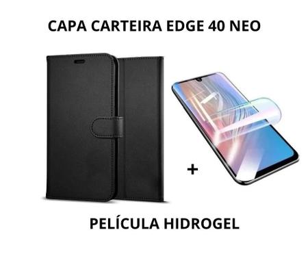 Imagem de Capa Carteira Moto Edge 40 Neo + Película Hidrogel - Preto