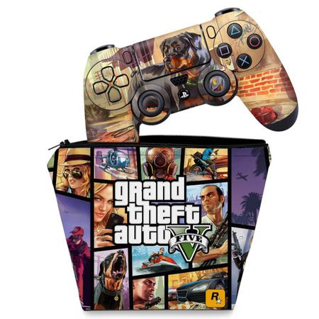 Imagem de Capa Case e Skin Compatível PS4 Controle - GTA V