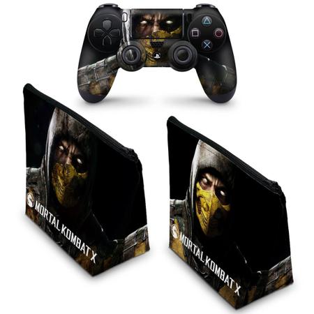 Imagem de Capa Case e Skin Compatível PS4 Controle - Mortal Kombat X