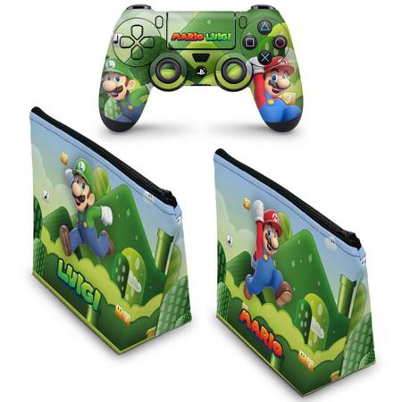 Capa Case e Skin Compatível PS4 Controle - Super Mario Bros - Pop