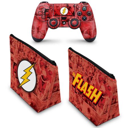 Imagem de Capa Case e Skin Compatível PS4 Controle - The Flash Comics