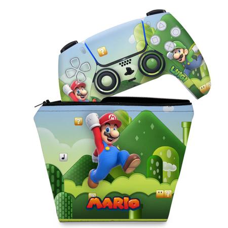 Imagem de Capa Case e Skin Compatível PS5 Controle - Super Mario