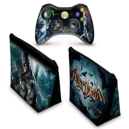 Imagem de Capa Case e Skin Compatível Xbox 360 Controle - Batman Arkham Asylum