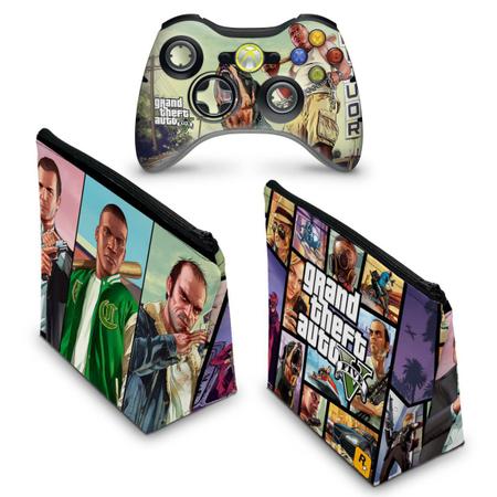 Imagem de Capa Case e Skin Compatível Xbox 360 Controle - Gta V