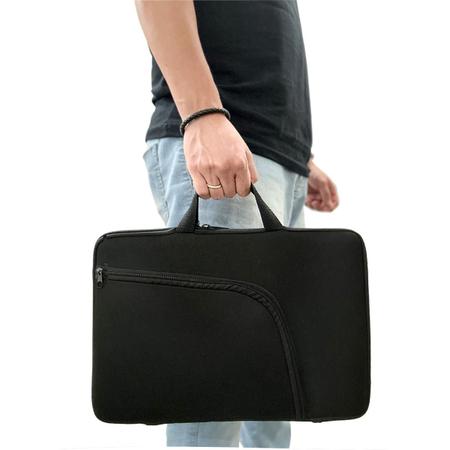 Imagem de Capa Case Pasta para Notebook com Bolso Resistente Prática Protetora Durável Transporte Slim - Preto 11  polegadas