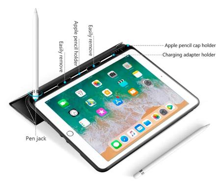 Imagem de Capa Case PREMIUM Anti Impacto com função sleep e suporte para Apple Pencil - compatível com iPad 5 E iPad 6 de 9.7 Pole