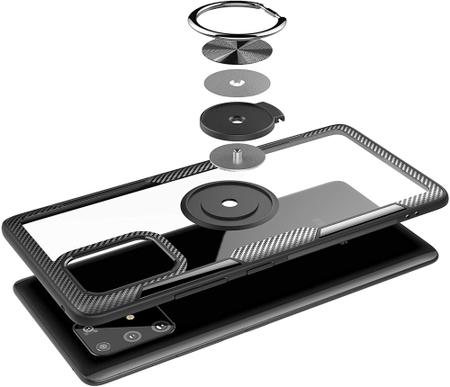 Imagem de Capa Case Samsung Galaxy S10 Lite / A91 (Tela 6.7) Carbon Clear Com Stand e Anel