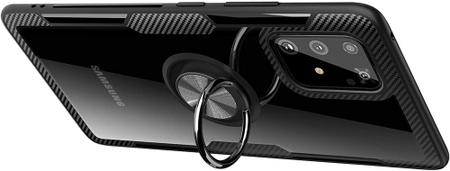 Imagem de Capa Case Samsung Galaxy S10 Lite / A91 (Tela 6.7) Carbon Clear Com Stand e Anel