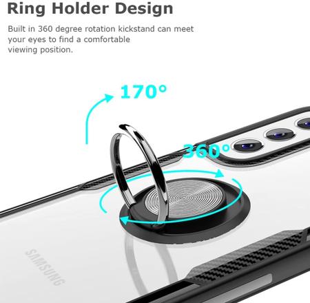 Imagem de Capa Case Samsung Galaxy S21 FE (Fan Edition) (2021) (Tela 6.4) Carbon Clear Com Stand e Anel
