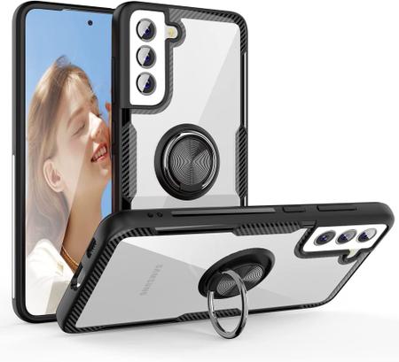 Imagem de Capa Case Samsung Galaxy S21 FE (Fan Edition) (2021) (Tela 6.4) Carbon Clear Com Stand e Anel