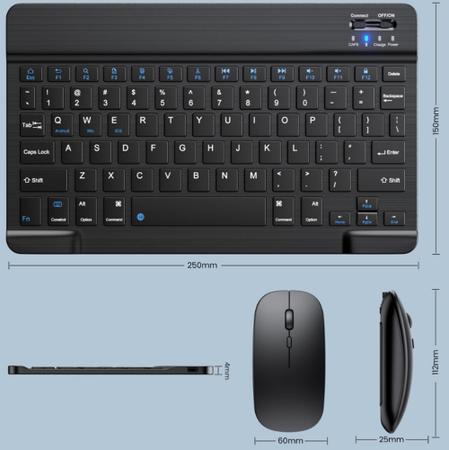 Capa Case + Teclado E Mouse Bluetooth P/ Tablet Samsung Galaxy S8 5G - FAM Imagem de Capa Case + Teclado E Mouse Bluetooth P/ Tablet Samsung Galaxy S8 5G