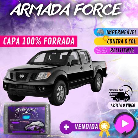 Imagem de Capa Cobrir Carro FRONTIER 100% Forrada Armada Force 100% Impermeável Forro Total Protege Sol Chuva Poeira Lona Proteção Automotiva Hatch e Sedan