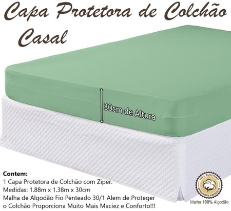 Imagem de Capa Colchão Protetora Casal 30cm Altura Com Zíper Cama Box Malha Algodão