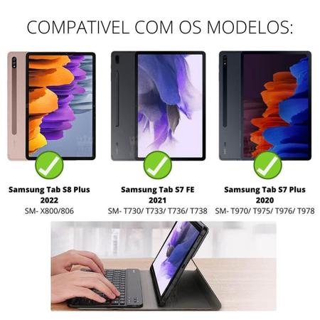 Imagem de Capa Com Teclado Conexão Sem Fio Para Galaxy Tab S7 Fe 2021