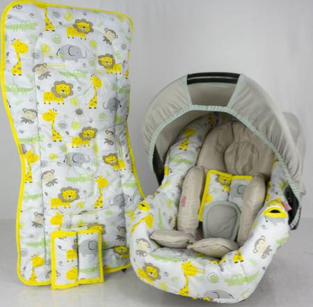 Imagem de Capa de bebê conforto + carrinho + redutor - safari amarelo