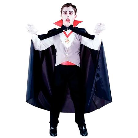 Fantasia Halloween Vampiro Adulto Drácula Festas Carnaval - R$ 242,17