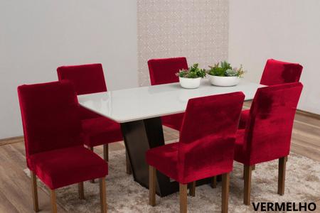 Capa de Cadeira 6 Lugares Veludo Molhado Vermelho - Decora Shopping Imagem de Capa de Cadeira 6 Lugares Veludo Molhado Vermelho