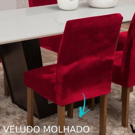 Capa de Cadeira 6 Lugares Veludo Molhado Vermelho - Decora Shopping Imagem de Capa de Cadeira 6 Lugares Veludo Molhado Vermelho