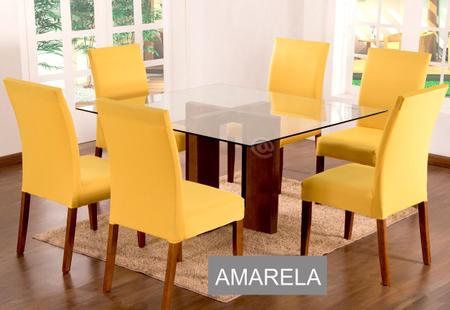 Capa de Cadeira Cozinha 6 Lugares Malha Gel Lisa - Decora Shopping Imagem de Capa de Cadeira Cozinha 6 Lugares Malha Gel Lisa