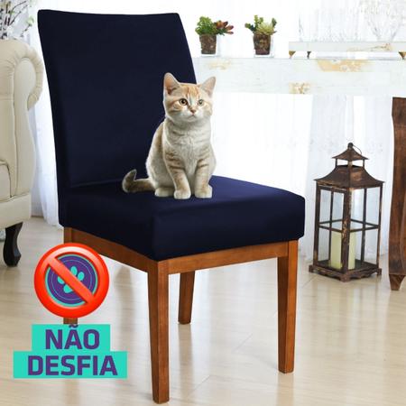 Imagem de Capa de Cadeira Jantar kit 4 Unidades Impermeável Azul Marinho Exclusiva 