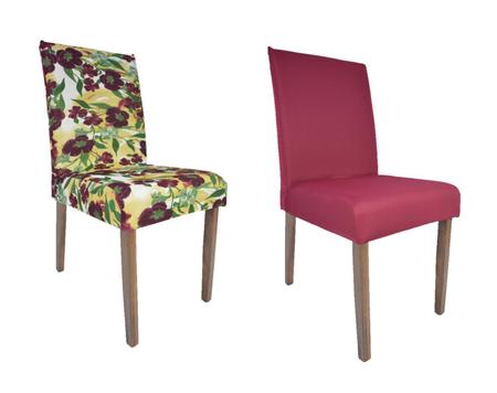 Imagem de Capa de Cadeira Malha - Composê Floral Vinho / Vinho - Kit 8 Capas