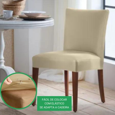 Imagem de Capa de Cadeira Malha Helanca Cores Lisas Decoração Moderna Protege Móvel Sala Jantar