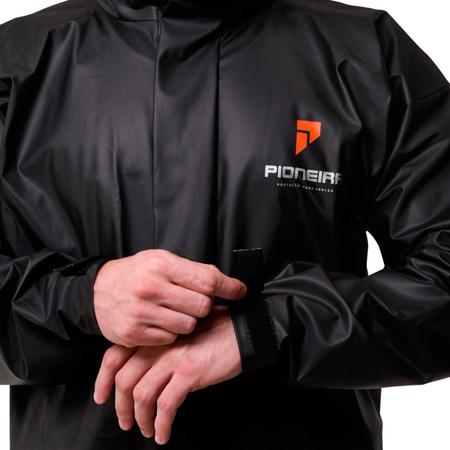 Imagem de Capa de Chuva conjunto com jaqueta com capuz e calça pvc 0,28mm Combate Pioneira G  para motoqueiro