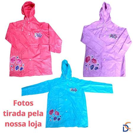 Imagem de Capa de Chuva Infantil Impermeável com touca p/ Meninas Rosa Lilás Azul