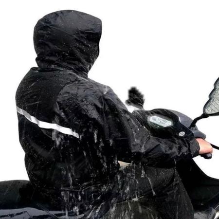 Imagem de Capa de Chuva Motoqueiro PVC Impermeável - Preto