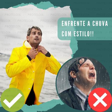 Imagem de Capa De Chuva PVC Capuz Reforçada Impermeável Unisex Feminina e Masculina Reutilizável