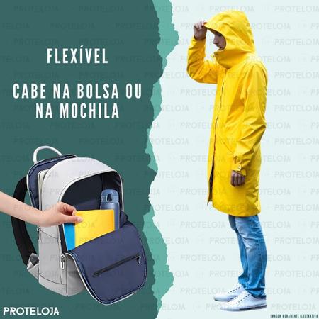 Imagem de Capa De Chuva PVC Capuz Reforçada Impermeável Unisex Feminina e Masculina Reutilizável