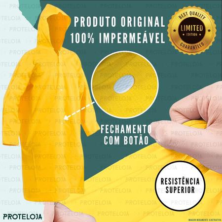 Imagem de Capa De Chuva PVC Capuz Reforçada Impermeável Unisex Feminina e Masculina Reutilizável