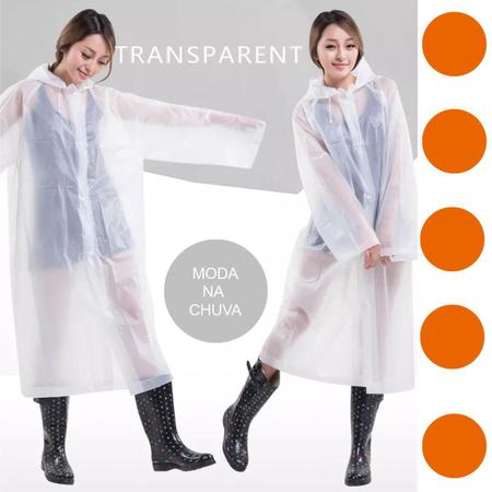 Imagem de Capa de Chuva Transparente em PVC para Mulher - Tamanho M