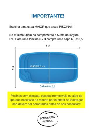 Imagem de Capa de Piscina 7,5x4,5 LONA FORTE Proteção c/ Manual de Instalação